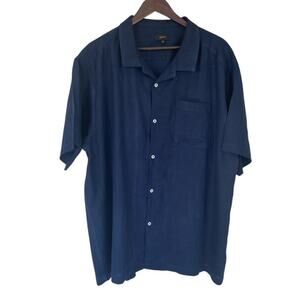 Quince Navy Blue Linen Short Sleeve Button Up Shirt - XXL